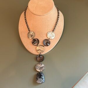 Silver and grey bead necklace